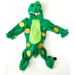 Miniwear Halloween Green Dinosaur Costume Hooded Long Sleeve Warm Zip Up 12 Mo